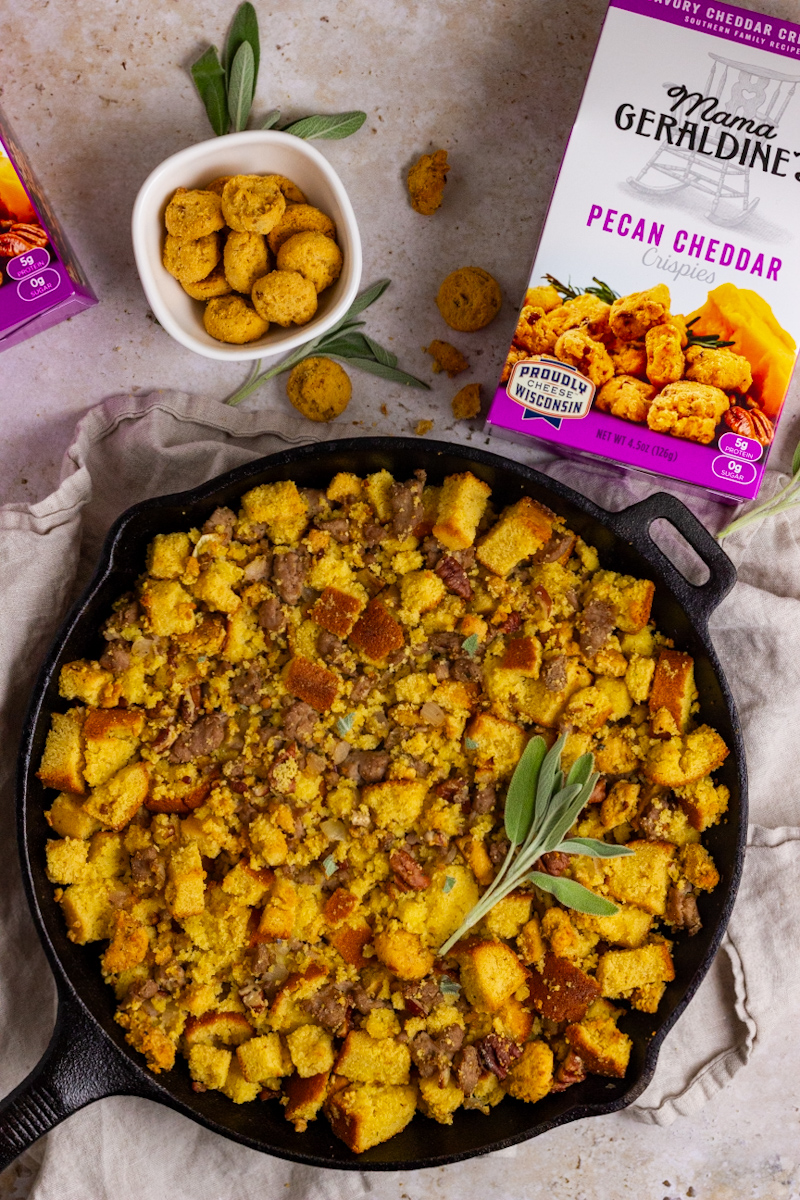 Mama Geraldine's Pecan Cheddar Crispies Sausage Stuffing