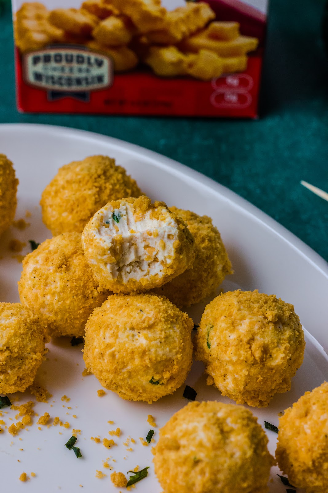Bite inside Mini Chipotle Cheddar Cheese Balls